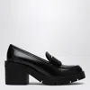 Ferragamo Black Vara Bow Moccasin With Heel In Black