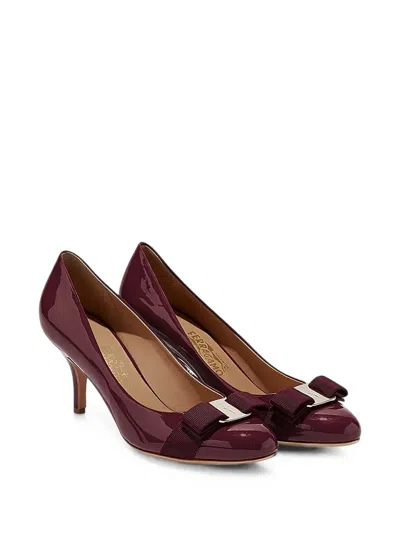 Ferragamo Vara Bow Patent Leather Pumps In Purple