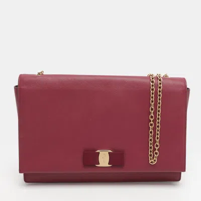 Pre-owned Ferragamo Vara Bow Pink Leather Crossbody Bag