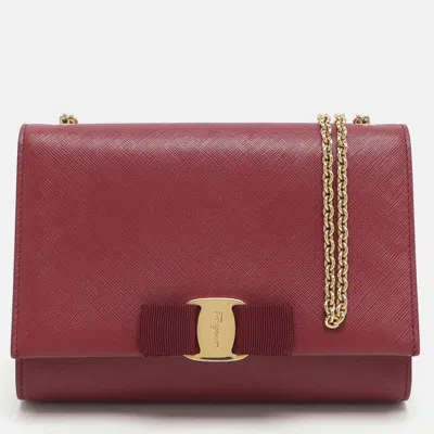 Pre-owned Ferragamo Vara Bow Pink Leather Shoulder Bag