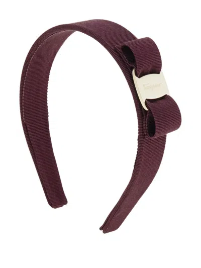 Ferragamo Vara Bow Plaque Headband In Purple