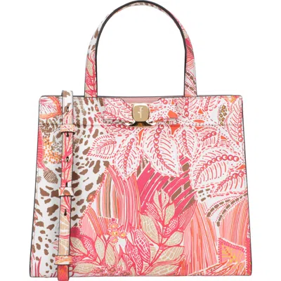 Ferragamo Vara Bow Print Leather Tote Bag In Multi