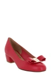 Ferragamo Vara Bow 30 Patent Leather Pumps In Red