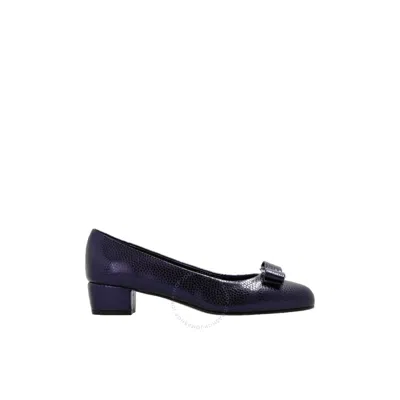 Ferragamo Vara Bow Pump Shoe In Blue