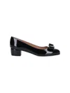Ferragamo Vara Bow-embellished Patent-leather Pumps In Black