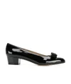 Ferragamo Vara Bow-embellished Patent-leather Pumps In Black