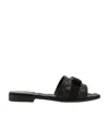 Ferragamo Love Cq Quilted Leather Flat Sandals In Black