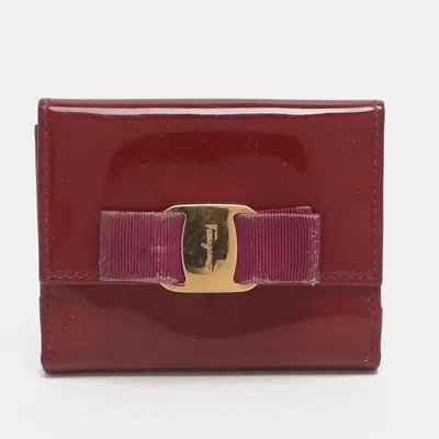 Ferragamo Vara Bow Red Patent Leather Bifold Wallet