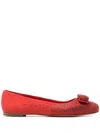 Ferragamo Vara-bow Rhinestone-embellished Ballerina Shoes In Rot
