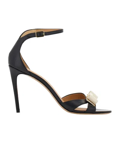 Ferragamo Vara Bow Embellished Sandal In Black