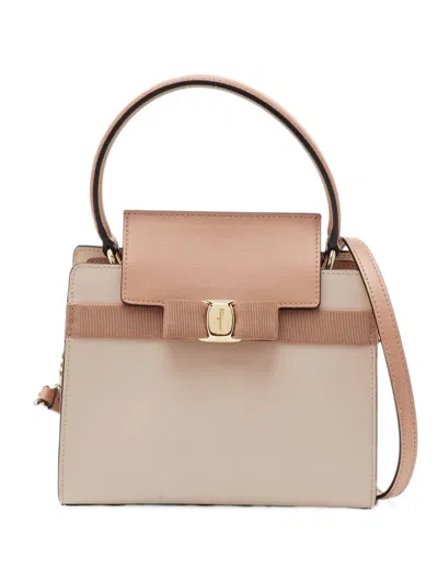 Pre-owned Ferragamo Vara Bow Satchel Bag In Neutrals
