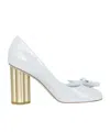 Ferragamo Vara Bow Series High Heels In White