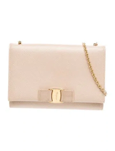 Pre-owned Ferragamo Vara Bow Shoulder Bag In Neutral
