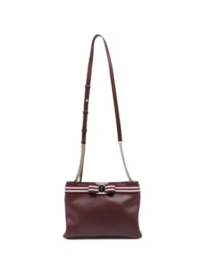 Pre-owned Ferragamo Vara Bow Shoulder Bag In Red