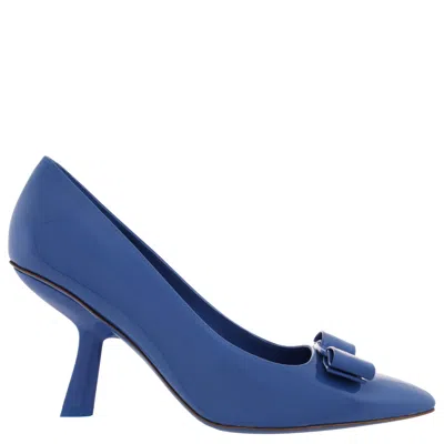 Ferragamo Vara Bow Slip-on Pumps In Blue