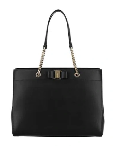 Ferragamo Vara Bow Smooth Leather Shoulder Bag Woman Shoulder Bag Black Size - Calfskin
