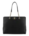 Ferragamo Vara Bow Smooth Leather Tote In Black