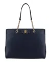 Ferragamo Vara Bow Smooth Leather Tote In Blue