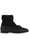 Ferragamo Vara Bow Sock-ankle Loafers In Black