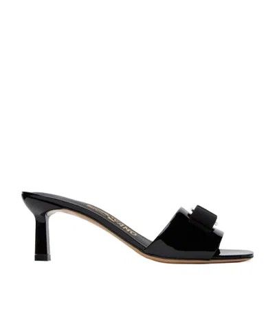 Ferragamo Vara Bow-tie High-heeled Sandals In Black Black