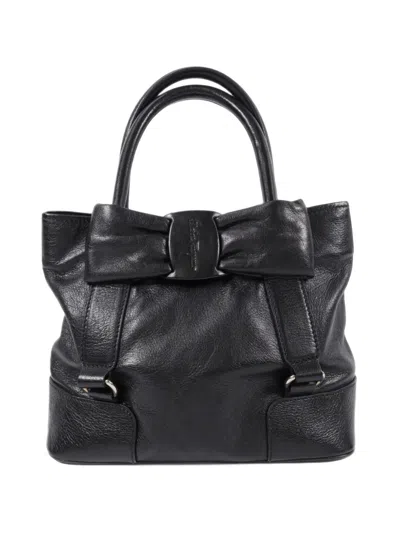 Pre-owned Ferragamo Vara Bow Tote Bag In Black