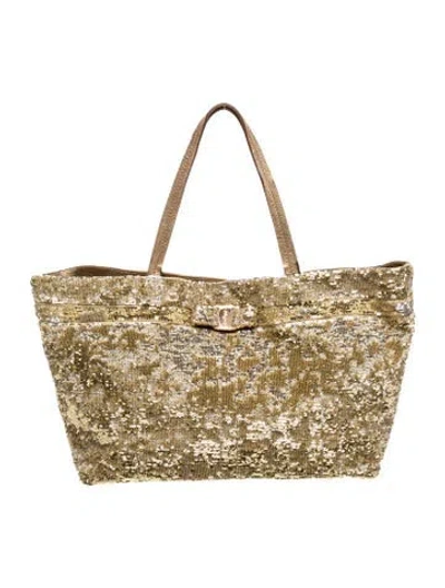 Pre-owned Ferragamo Vara Bow Tote In Neutral