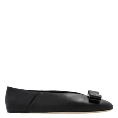 Ferragamo Vara Bow Vanna Nappsa Ballet Flats In Black