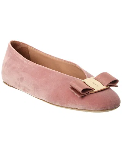 Ferragamo Vara Bow Velvet Flat In Multi