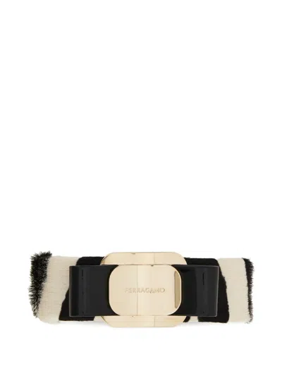 Ferragamo Vara Bow Zebra-print Hairclip In Black