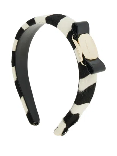 Ferragamo Vara Bow Zebra-print Headband In Multi