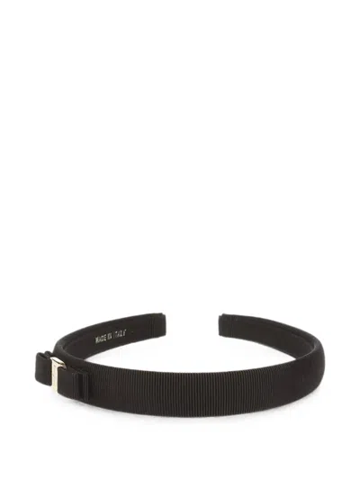 Ferragamo Vara Bow-detail Cotton Headband In Black