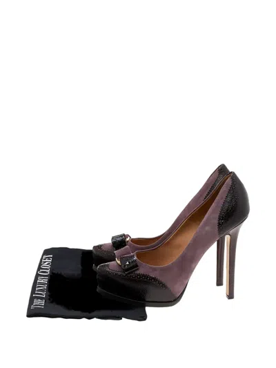 Pre-owned Ferragamo Vara Bow~detail Heeled Pumps In Purple