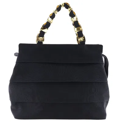 Pre-owned Ferragamo Vara Canvas Handbag () In Black