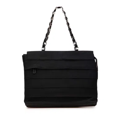 Pre-owned Ferragamo Vara Canvas Leather Handbag Tote Bag () In Black