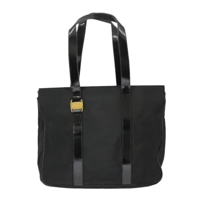 Pre-owned Ferragamo Vara Canvas Tote Bag () In Black