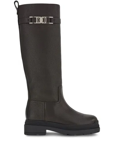 Ferragamo Vara-chain Detail Boots In Black