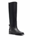 Ferragamo Vara Chain Knee-high Boots In Black