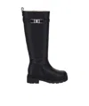 Ferragamo Vara Chain Knee-high Boots In Black