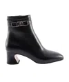 Ferragamo Vara Chain Leather Ankle Boots In Black