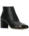 Ferragamo Vara Chain Leather Ankle Boots In Black