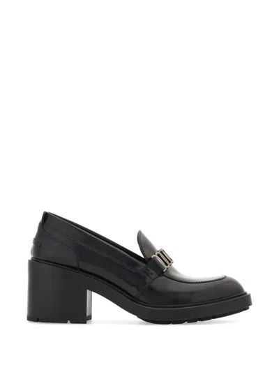 Ferragamo Vara Chain Loafers In Black