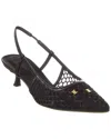 Ferragamo Vara Chain Mesh & Leather Slingback Pump In Black