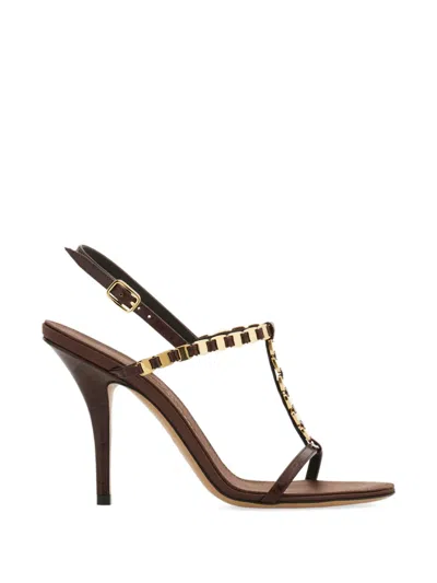 Ferragamo Estea T-strap Slingback Sandal In Burgundy