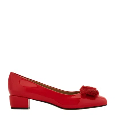 Ferragamo Vara Chunky Heels In Red