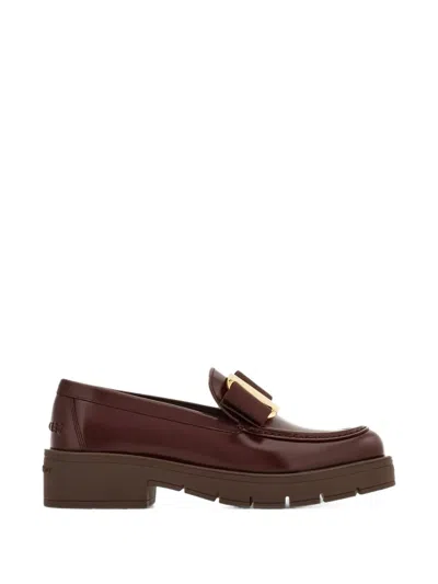 Ferragamo Vara Chunky-sole Loafers In Burgundy