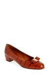 Ferragamo Vara 30mm Leather Pumps In Cognac