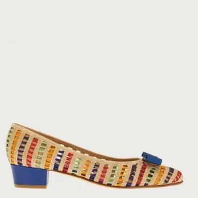 Ferragamo Vara Crochet-knit Pumps In Multi