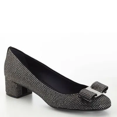 Ferragamo Vara Crystal-embellished Pumps In Black