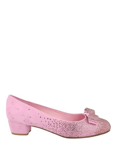 Ferragamo Vara Crystal-embellished Pumps In Pink