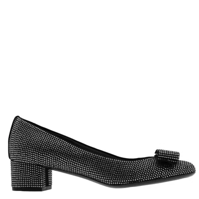 Ferragamo Vara Crystal-embellished Pumps, Size 7 C In Black